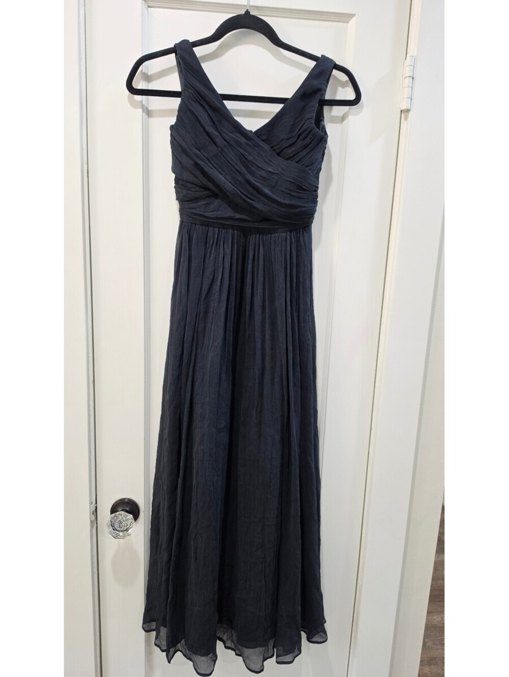 J.Crew Heidi Long Black Silk Chiffon Dress Size 00 Maxi Evening Gown